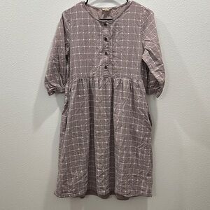 Cottagecore Hidden Alley Lavender 100% cotton prairie grid dress medium cabin